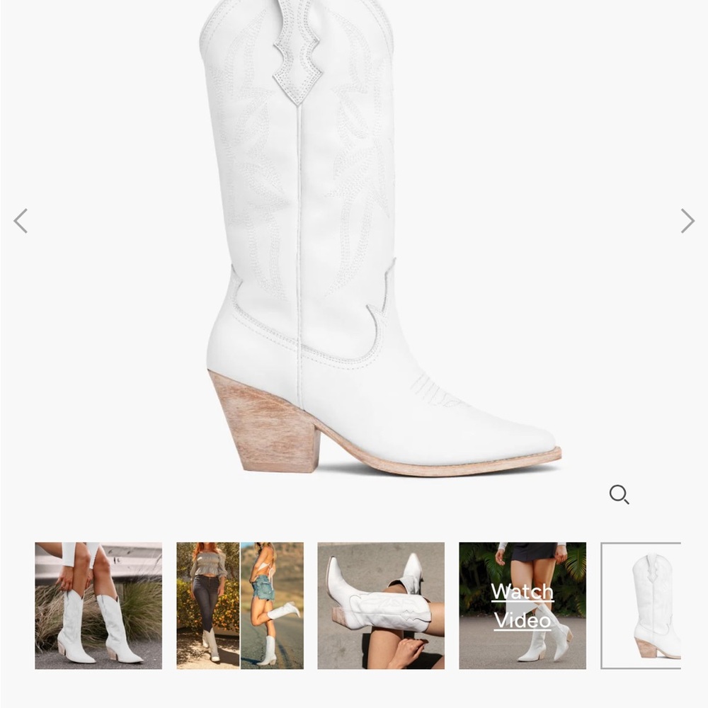 White Western Cowboy Boots by Thursdays - Picture 4 of 5